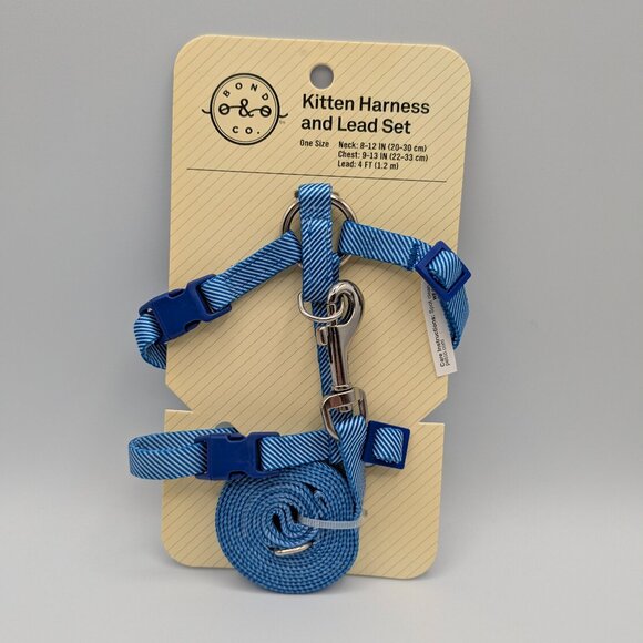 Bond & Co. Kitten Harness and Lead Set, Blue, One Size, NEW - Picture 1 of 7